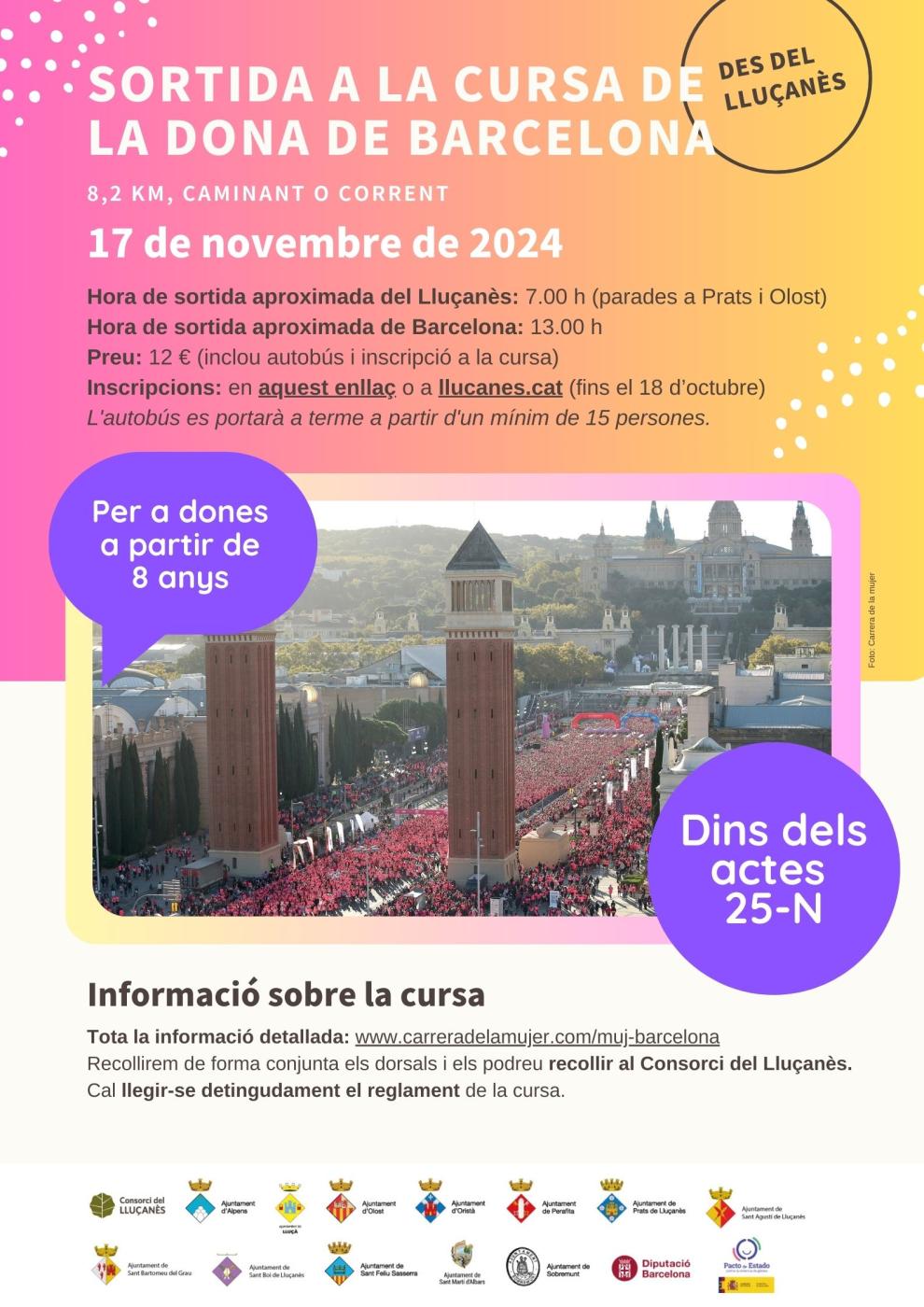 El Consorci del Lluçanès organitza la sortida amb autocar per anar a la cursa de la dona de Barcelona